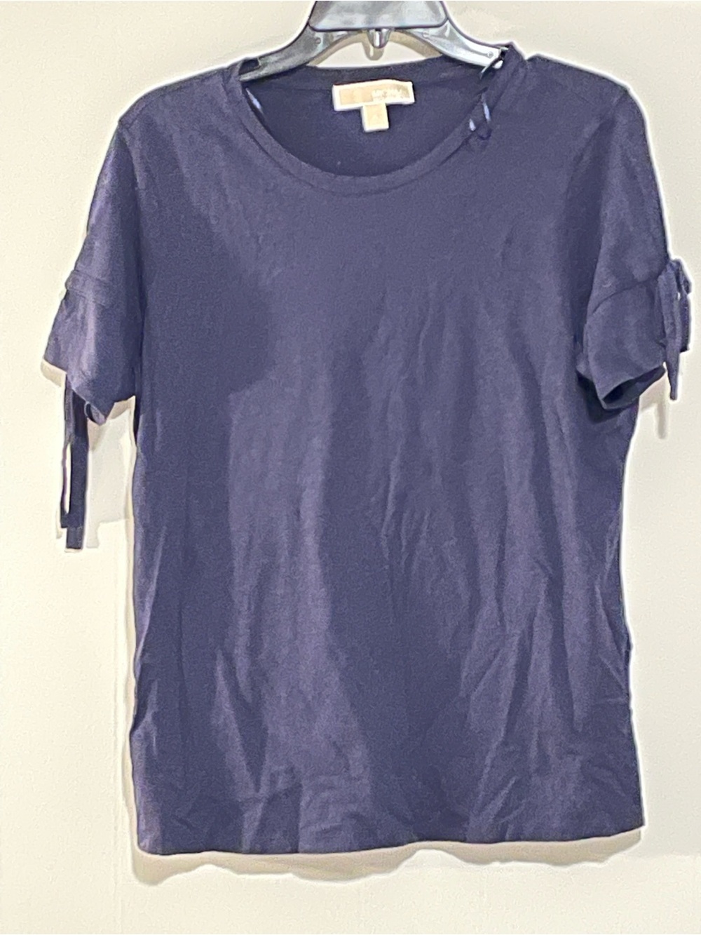 Michael Kors Navy Short-Sleeve Tie-Sleeve Cotton Tee Item # 11545